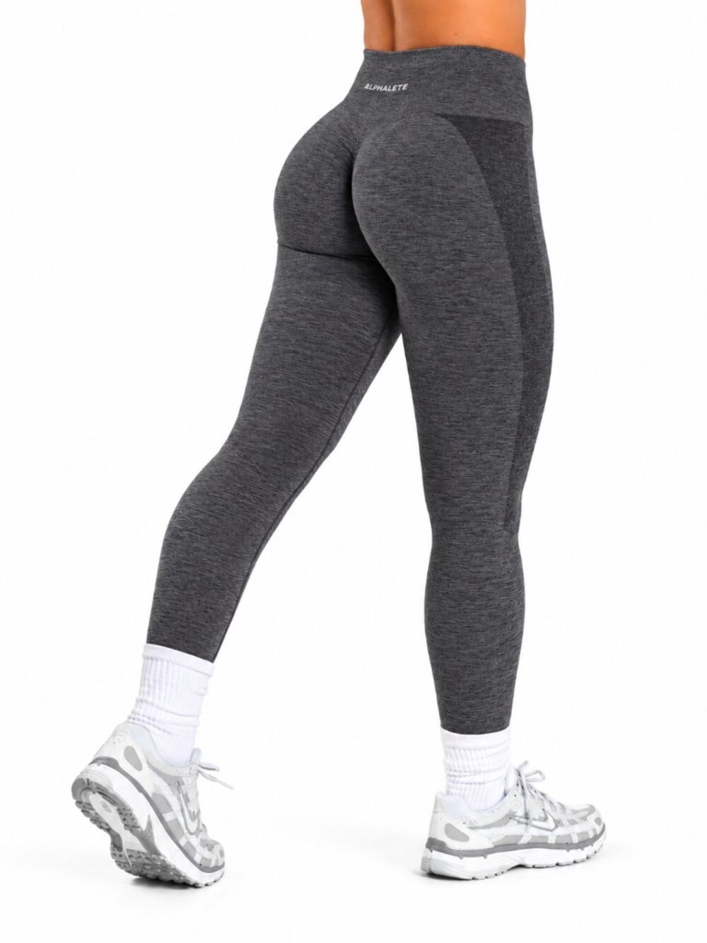 ALPHALETE Amplify Seamless 27" Leggings Dark Grey Small Hi-Rise Scrunch Cheeky